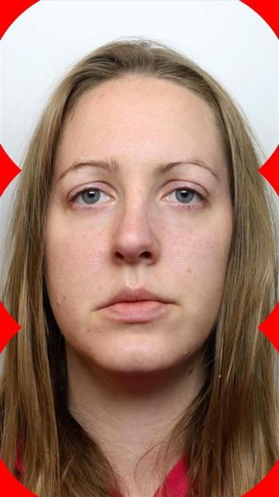 Lucy Letby's mugshot, showing a close up of her face in front of a white wall