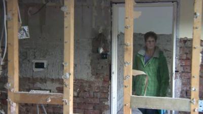 Damaged interior of house