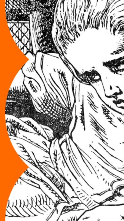 Illustration of Alice putting her hand through a window