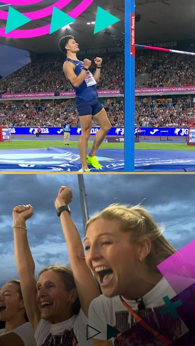 Molly Caudery cheers on Joel Clarke-Khan