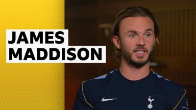 James Maddison sat down for interview looking into the distance