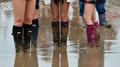 Wellies at Glastonbury