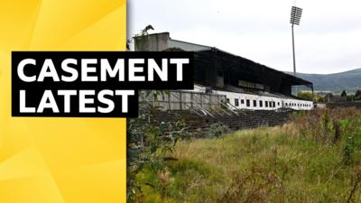 A photo of a derelict Casement Park