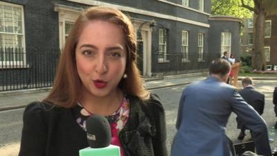 Naz outside number 10 Downing Street