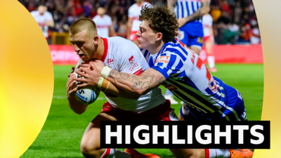 Hull KR's Mike Lewis scores a try against St Helens