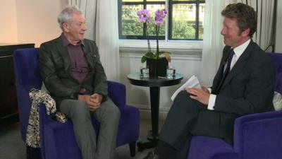 Actor Ian McKellan in an interview with the BBC's Charlie Stayt