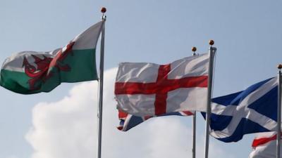 Welsh, English and Scottish flags