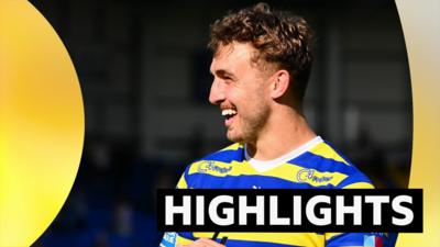 Sam Powell smiles next to the word highlights