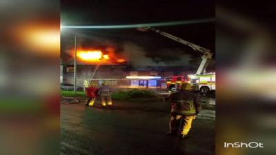 Crews tackle blaze at historic landmark