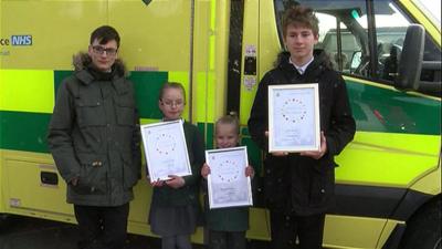 The children with their certificates