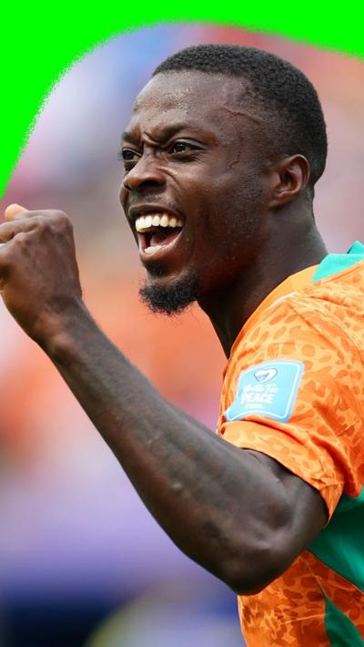 Ivory Coast winger Nicolas Pepe celebrates his goal against Curacao