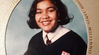 A school picture of Amanda in her uniform