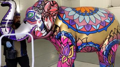 MrASingh working on the elephant at his Digbeth studio