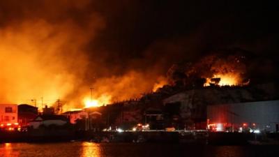 Fire burning in distance