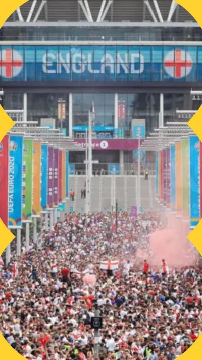 Crowds line Wembley Way at the Euro 2020 final