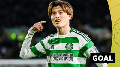 Celtic forward Kyogo Furuhashi celebrates