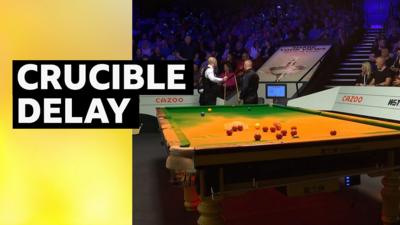 Protestors delay the snooker at the Crucible