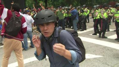 Wyre Davies in Caracas as protest turns violent