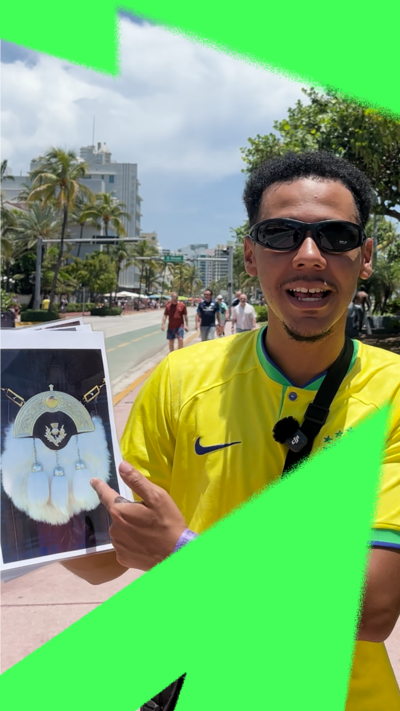 Man in Brazil top with a picture of a sporran