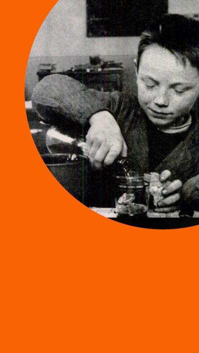 A child pours wine in 1954