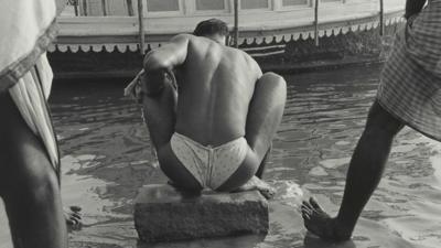 Benares, India, 1979, Bathers by the Ganges