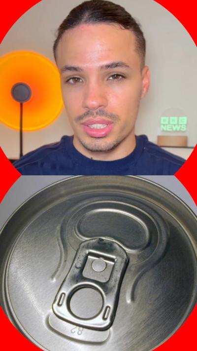 Composite image of BBC journalist Tyler Edwards and the top of a drinks can