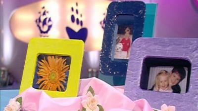 Colourful handmade photograph frames.