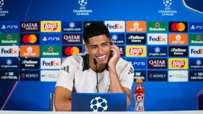 Jude Bellingham of Real Madrid CF speaks during the press conference