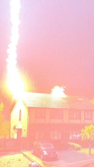 Lightning strikes house