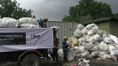 Piles of rubbish cleared from Everest