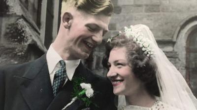 Denis and Anne Cutler on their wedding day