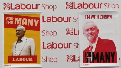 Corbyn posters at the Labour conference