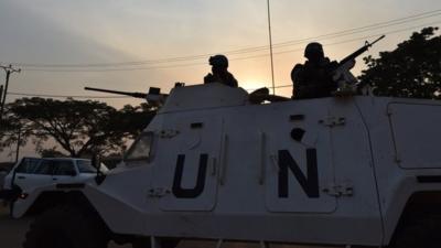 UN peacekeeping forces on patrol in CAR