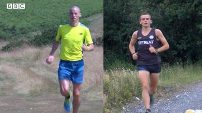 Marathon runners Andrew Davies and Josh Griffiths