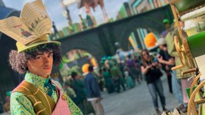 Proefessional dancer Daniel Rae in character on the set of film Wicked: For Good