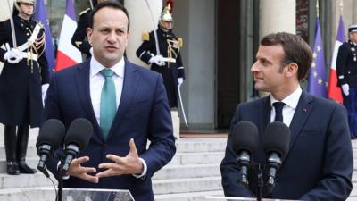 Leo Varadkar and Emmanuel Macron on 2 April 2019