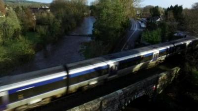 The scene at Dunadry in County Antrim following the weekend flooding