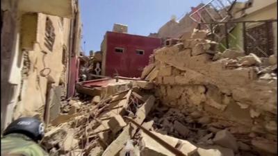 Damaged buildings in Morocco