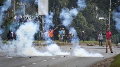 Tear gas clouds in Nairobi