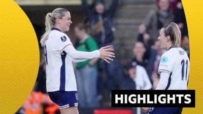 Alessia Russo and Lauren Hemp celebrate after England's opening goal against the Republic of Ireland