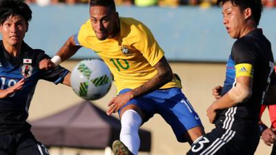 Neymar of Brazil in action