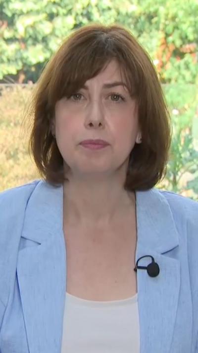 Lucy Powell wearing a blue jacket