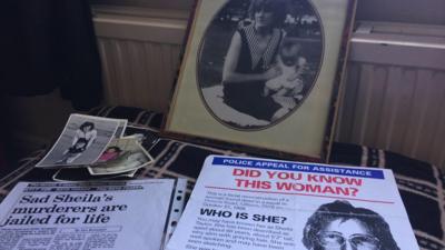 Photographs and police appeals of a murdered woman