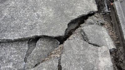 Damage to the road on the Wellington water front