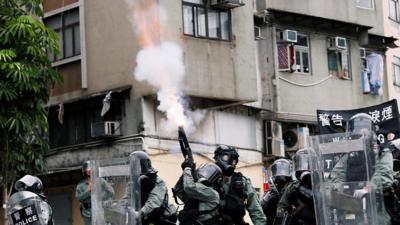 Tear gas fired at protesters in Hong Kong