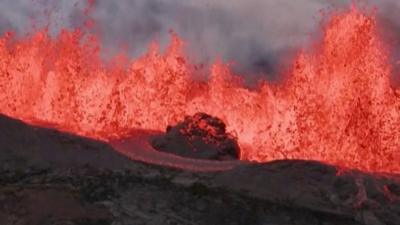 Volcano erupting