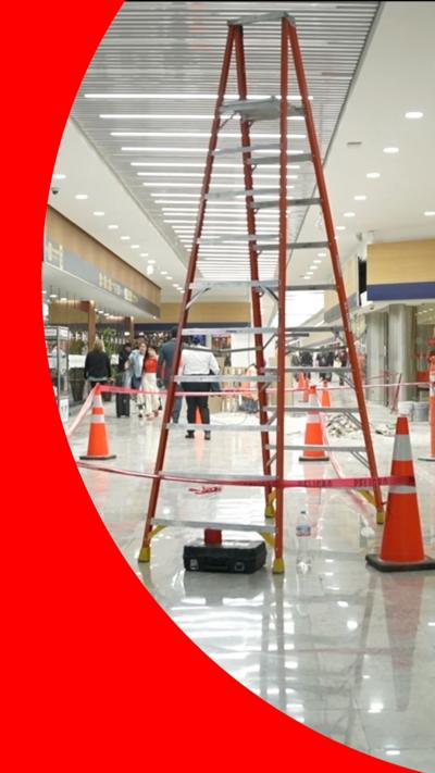 A red ladder in a cordoned off area at Benito Juárez International Airport in Mexico City.