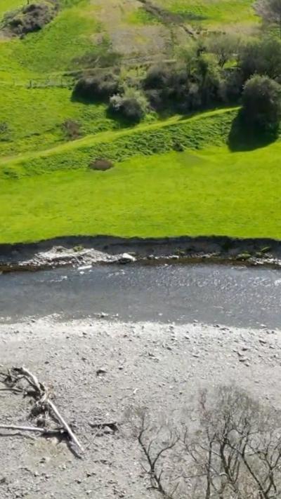Aerial image of River Elwy, with a changed direction