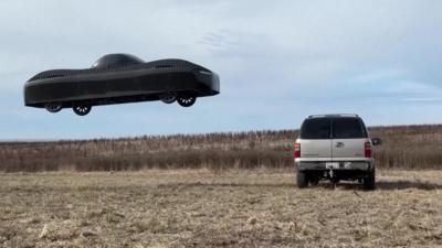 FLYING CAR FLIES OVER OTHER CAR