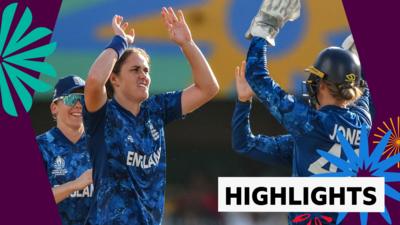 Nat Sciver-Brunt celebrates taking a wicket with her England teammates